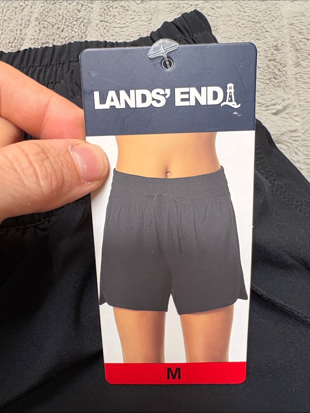Lands' End Black Elastic Waist Athletic Shorts - Picture 2 of 3
